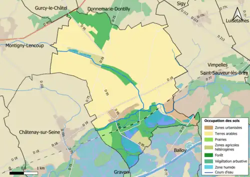 Carte des infrastructures et de l'occupation des sols en 2018 (CLC) de la commune.