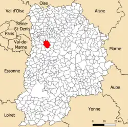 Localisation dans le département de Seine-et-Marne.