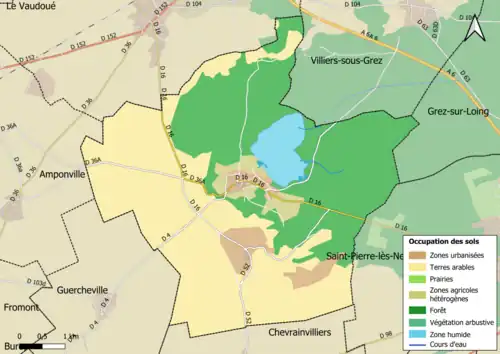 Carte des infrastructures et de l'occupation des sols en 2018 (CLC) de la commune.