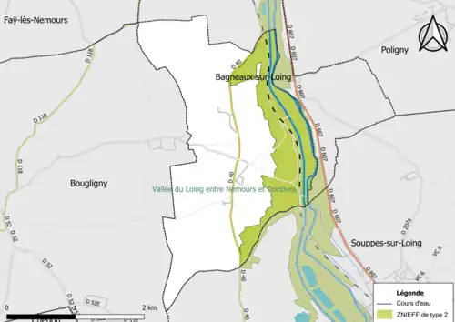 Carte des ZNIEFF de type 2 de la commune.