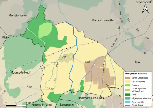 Carte des infrastructures et de l'occupation des sols en 2018 (CLC) de la commune.