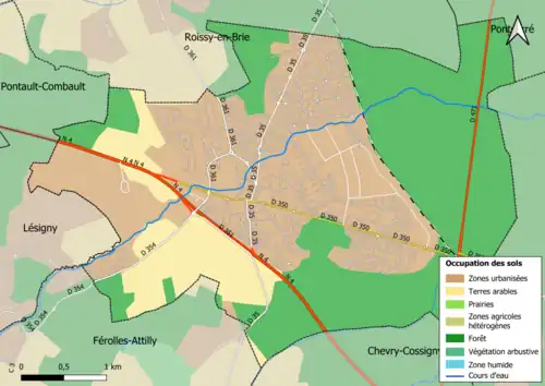 Carte en couleurs présentant l'occupation des sols.
