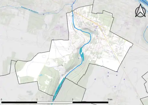 Carte montrant en couleurs le relief d'une commune