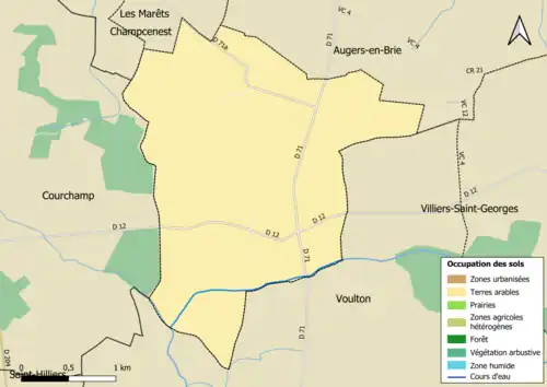 Carte des infrastructures et de l'occupation des sols en 2018 (CLC) de la commune.