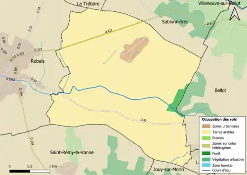 Carte des infrastructures et de l'occupation des sols en 2018 (CLC) de la commune.