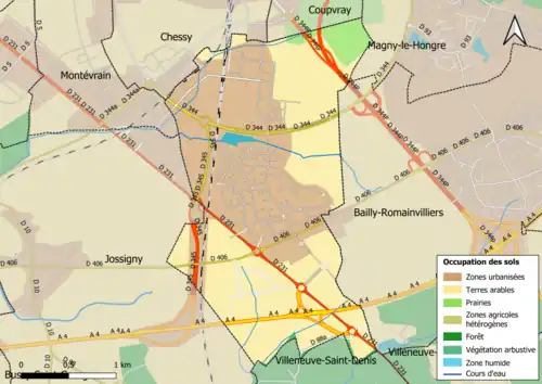 Carte des infrastructures et de l'occupation des sols en 2018 (CLC) de la commune.