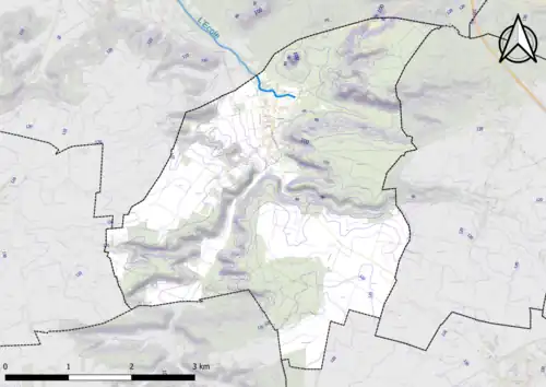 Carte montrant en couleurs le relief d'une commune
