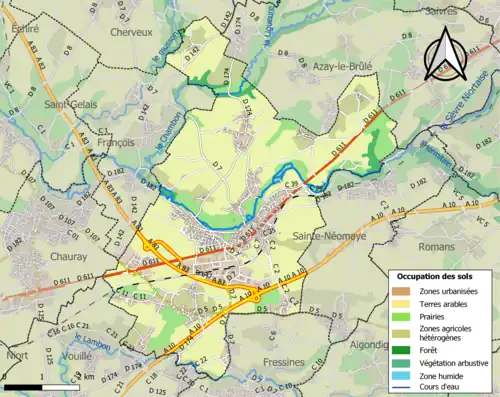 Carte en couleurs présentant l'occupation des sols.