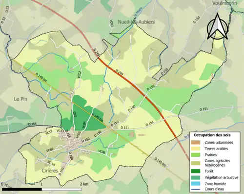 Carte en couleurs présentant l'occupation des sols.