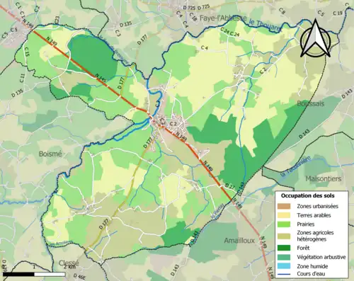 Carte en couleurs présentant l'occupation des sols.