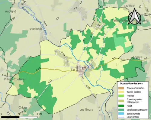 Carte en couleurs présentant l'occupation des sols.