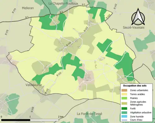 Carte en couleurs présentant l'occupation des sols.