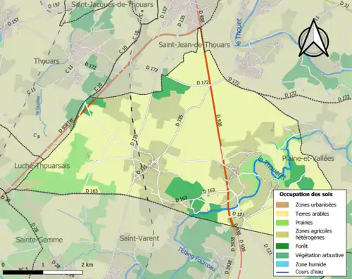 Carte en couleurs présentant l'occupation des sols.