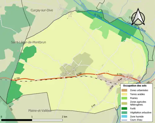 Carte en couleurs présentant l'occupation des sols.