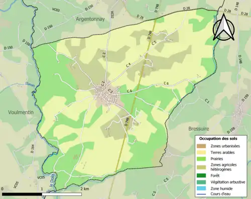 Carte en couleurs présentant l'occupation des sols.