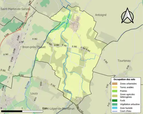 Carte en couleurs présentant l'occupation des sols.