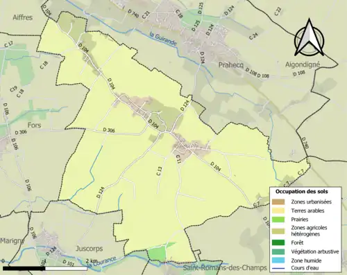 Carte en couleurs présentant l'occupation des sols.