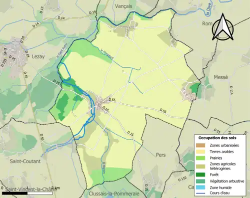 Carte en couleurs présentant l'occupation des sols.