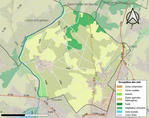 Carte en couleurs présentant l'occupation des sols.