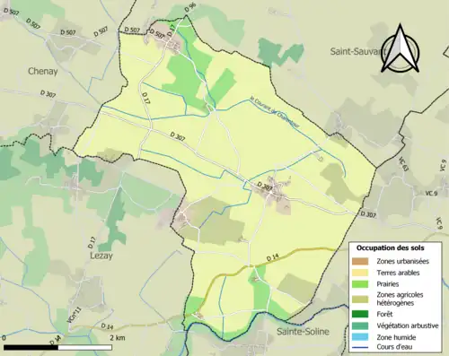 Carte en couleurs présentant l'occupation des sols.