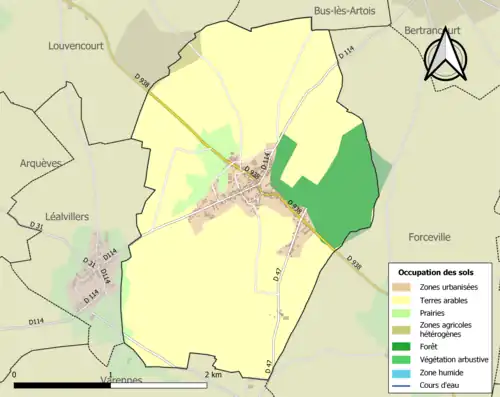 Carte en couleurs présentant l'occupation des sols.