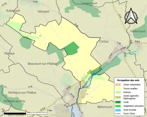 Carte en couleurs présentant l'occupation des sols