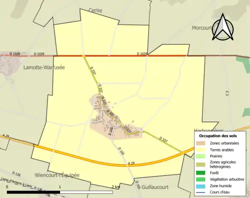 Carte en couleurs présentant l'occupation des sols.