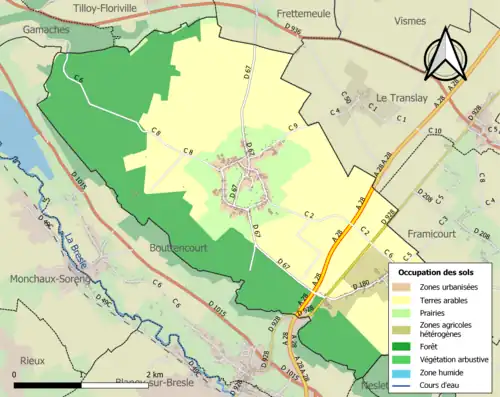 Carte en couleurs présentant l'occupation des sols.