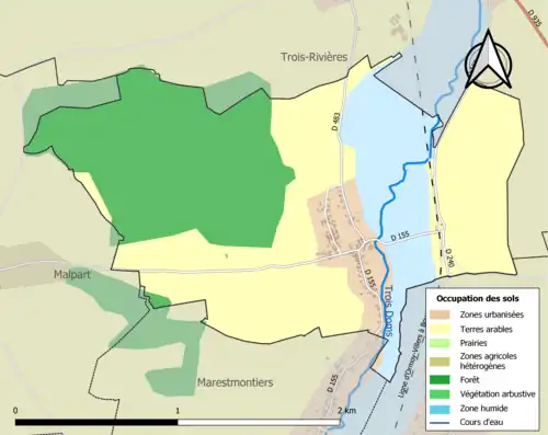 Carte en couleurs présentant l'occupation des sols.