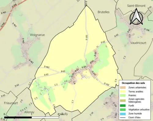 Carte en couleurs présentant l'occupation des sols.