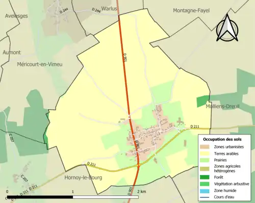 Carte en couleurs présentant l'occupation des sols.