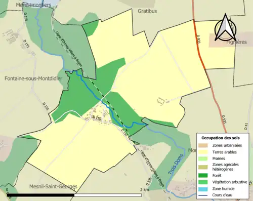 Carte en couleurs présentant l'occupation des sols.