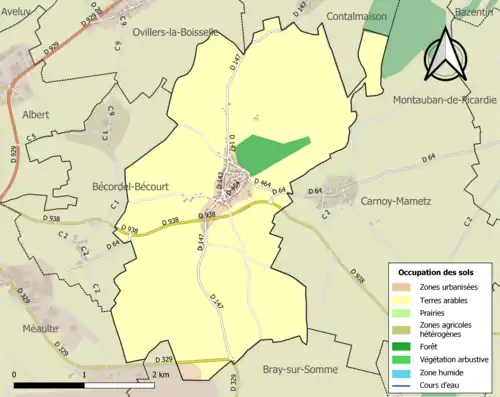 Carte en couleurs présentant l'occupation des sols.