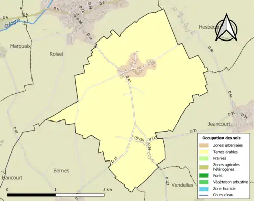 Carte en couleurs présentant l'occupation des sols.