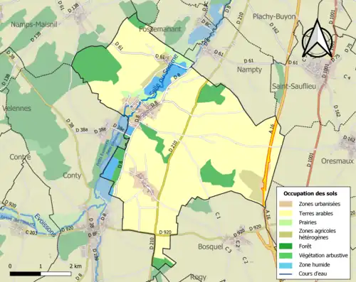 Carte en couleurs présentant l'occupation des sols.