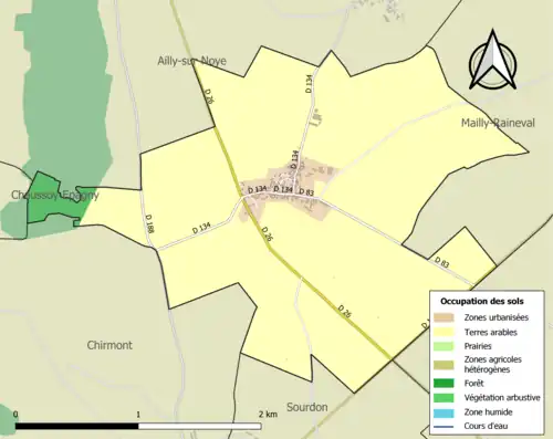 Carte en couleurs présentant l'occupation des sols.