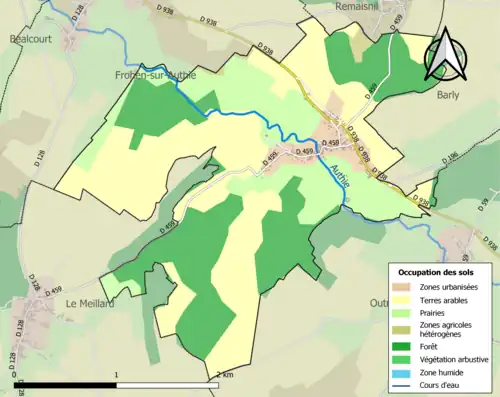Carte en couleurs présentant l'occupation des sols.