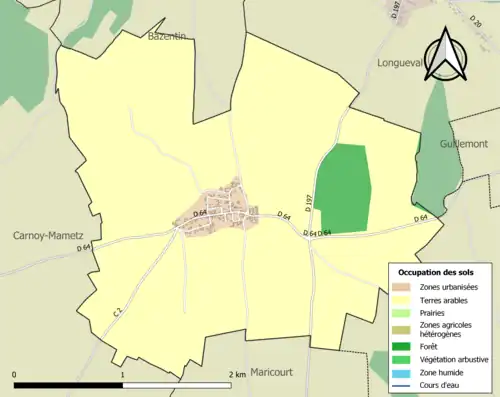 Carte en couleurs présentant l'occupation des sols.