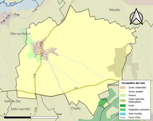 Carte en couleurs présentant l'occupation des sols.