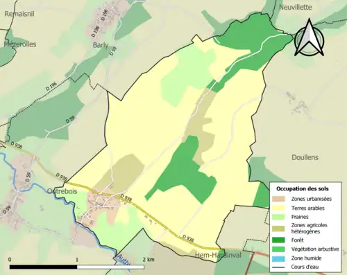Carte en couleurs présentant l'occupation des sols.