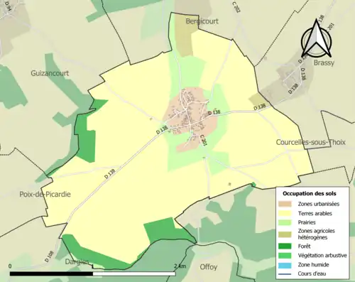 Carte en couleurs présentant l'occupation des sols.