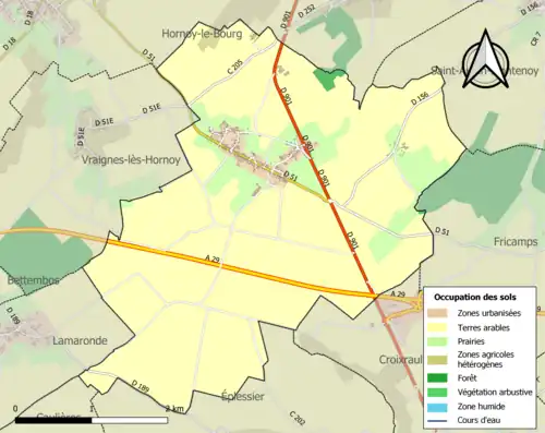 Carte en couleurs présentant l'occupation des sols.