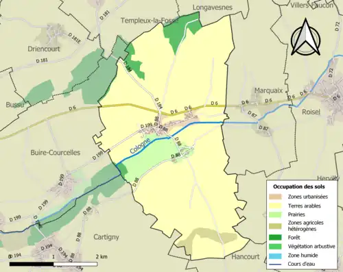 Carte en couleurs présentant l'occupation des sols.