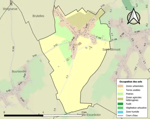 Carte en couleurs présentant l'occupation des sols.