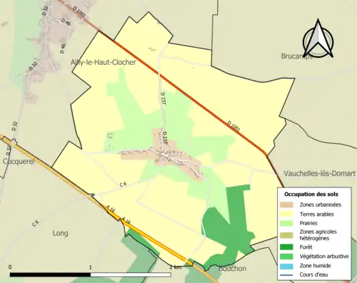 Carte en couleurs présentant l'occupation des sols.