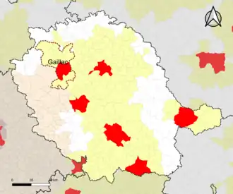 Localisation de l'aire d'attraction de Gaillac dans le département du Tarn.