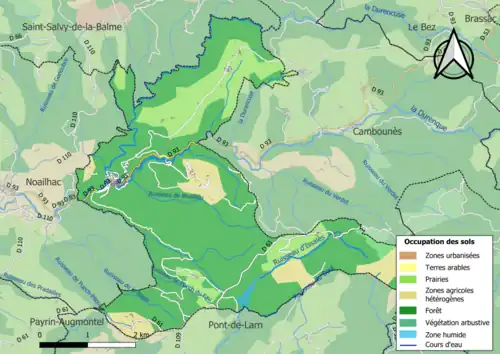 Carte en couleurs présentant l'occupation des sols.