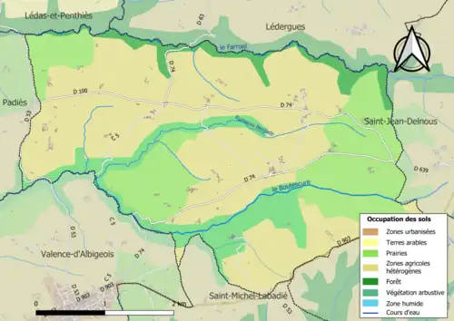 Carte en couleurs présentant l'occupation des sols.