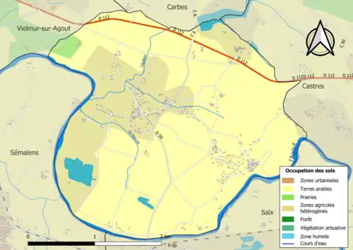 Carte en couleurs présentant l'occupation des sols.