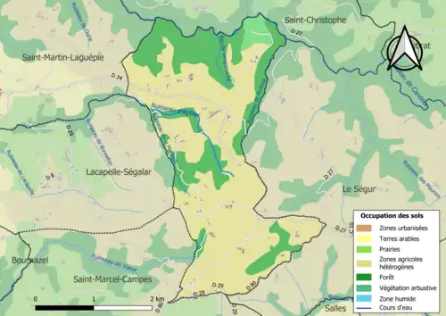 Carte en couleurs présentant l'occupation des sols.